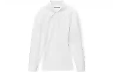 alexander wang FW23 Cotton Cinched Button Up With Ribbed Trim