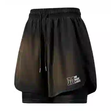 兰缪 日系纯色透气柔软户外宽松亲肤运动五分裤休闲短裤 男女同款