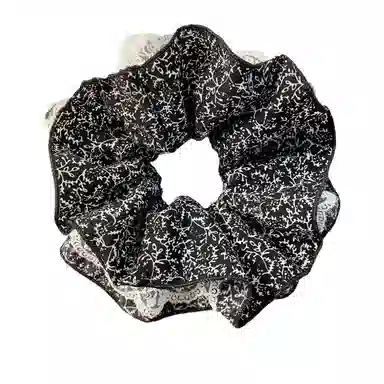 彤彤兔 法式蕾丝碎花双层大肠高级感扎头超大 布艺 发圈 女款