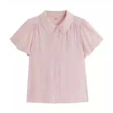 茵曼 翻领修身纯色短袖衬衫 女款