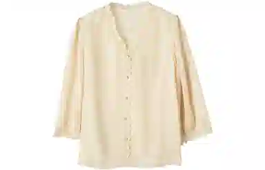 【dme】 碎花单排扣纯色长袖衬衫 女款