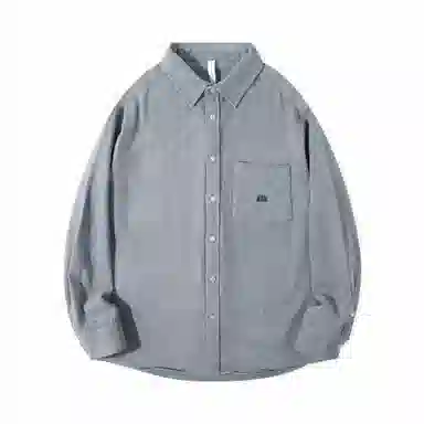 重磅基础 字母纯色翻领纽扣宽松落肩长袖衬衫 女款