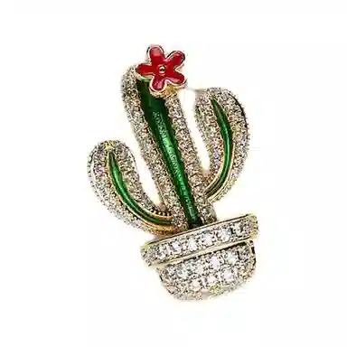 山一丸 仙人掌防走光领口装饰小领扣领针别针胸花配饰可爱日系 环保铜 胸针 女款