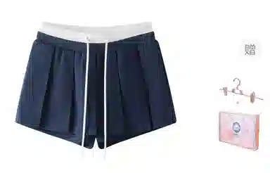 东鲸岁时记 高腰百褶舒适百搭休闲短裙 女款 礼盒装 藏青色裙裤 买赠裙夹