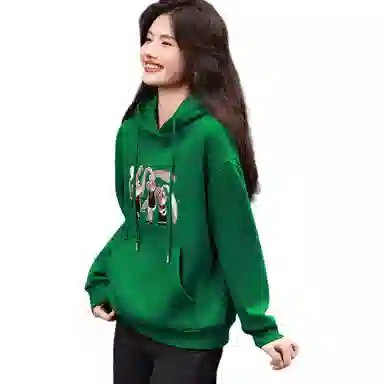 【dme】 连帽休闲宽松加绒加厚卡通印花长袖卫衣 女款