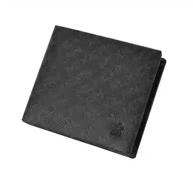 稻草人 时尚品牌字母印花通铺短款两折多功能大钞位带证件视窗高级感 牛皮革 钱包 男款 黑色