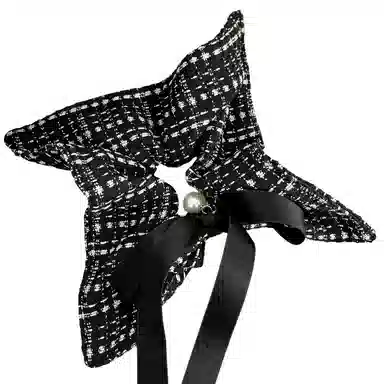 彤彤兔 韩版小香风大肠黑白格子粗线条头花扎马尾发绳发饰 布艺 发圈 女款