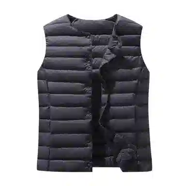 鸭鸭 纯色单排扣圆领无袖内搭外穿百搭日系极简风羽绒马甲 女款