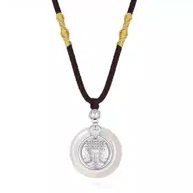 【S925银 平安如意】 七好美银 妈祖新中式国风国潮平安喜乐吉祥如意招财纳福小众设计轻奢简约百搭锁骨链#好运 玉髓 项链 男女同款情侣款