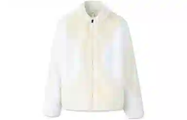 安踏 综训系列 纯色拉链立领宽松加绒夹克外套 女款 白色