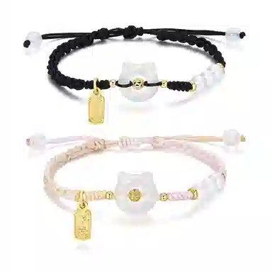 玄唐 猫咪平安扣编织简约款新中式本命年喜乐 琉璃 手绳 女款