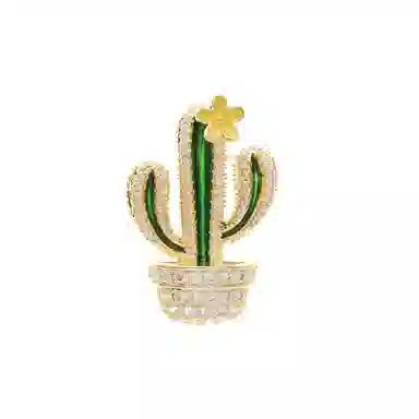 山一丸 仙人掌防走光领口装饰小领扣领针别针胸花配饰可爱日系 环保铜 胸针 女款