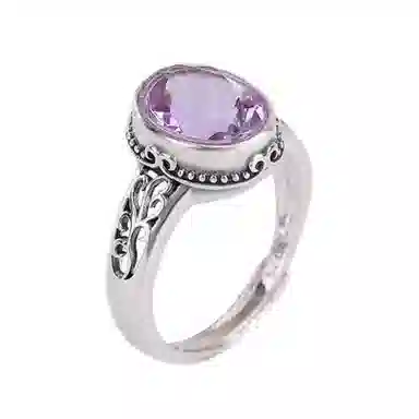 小银匠 个性百搭小众设计时尚天然 紫水晶 戒指 女款