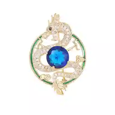 山一丸 中国风多用途复古衣饰西装领针开衫防走光别针配饰珐琅飞龙 环保铜 胸针 女款