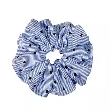 彤彤兔 法式花朵皱褶条纹大肠小众设计百搭绑头发 布艺 发圈 女款