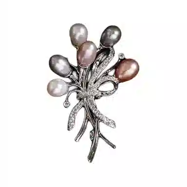 山一丸 珠优雅气质丝巾扣日韩时尚简约胸花别针配饰 铜 胸针 女款