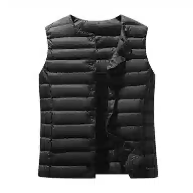 鸭鸭 纯色单排扣圆领无袖内搭外穿百搭日系极简风羽绒马甲 女款