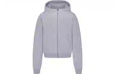 SKIMS Cotton Fleece Classic Zip Up Hoodie Heather Grey
