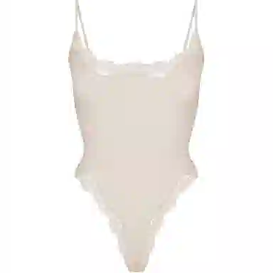 SKIMS FITS EVERYBODY LACE CAMI BODYSUIT STONE