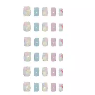 馨枕居 春日清新小花猫  穿戴甲 方圆粉色晕染