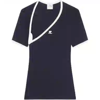 COURREGES FW24 SLASH CONTRAST T-SHIRT T Black Heritage White