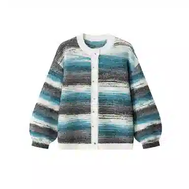 红蜻蜓 圆领条纹开衫针织衫 女款