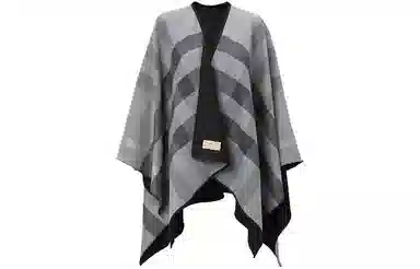 Burberry FW22 Wool Reversible Poncho Jacket Charcoal