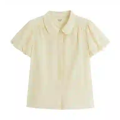 茵曼 翻领修身纯色短袖衬衫 女款