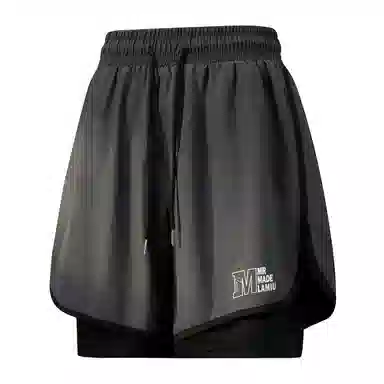 兰缪 日系纯色透气柔软户外宽松亲肤运动五分裤休闲短裤 男女同款