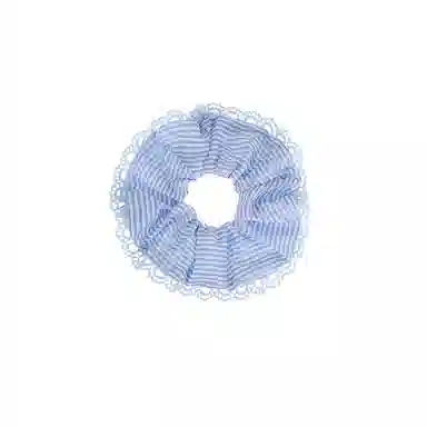 水中玉 蓝色格子蝴蝶结大肠发圈扎头发饰发绳可爱头饰 皮筋 头绳 女款