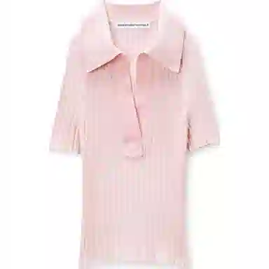 Alexander Wang FW24 Striped Slim Polo Pink