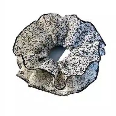 彤彤兔 法式蕾丝碎花双层大肠高级感扎头超大 布艺 发圈 女款