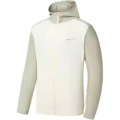 鸿星尔克 综训系列 城市户外系列 拼色拉链连帽百搭休闲 速干防晒服 男款 奶酪白