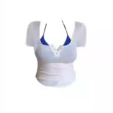 JUFU Irregular Crop Top Blue