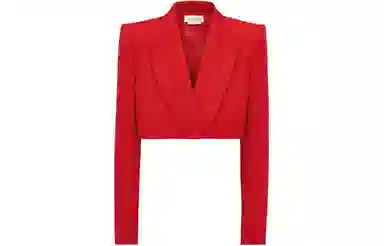 Alexander McQueen Cropped Tuxedo Jacket In Lust Red