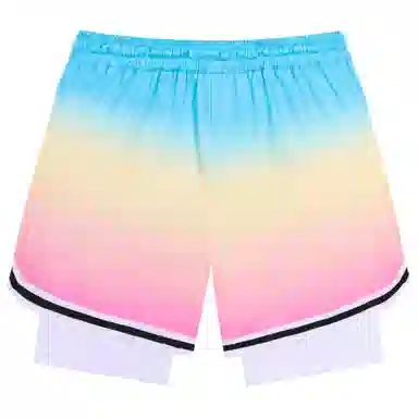 吾皇猫 不过膝短裤子美式复古基础款简约百搭舒适排汗透气运动跑步休闲五分防偷窥假两件篮球裤 男女同款