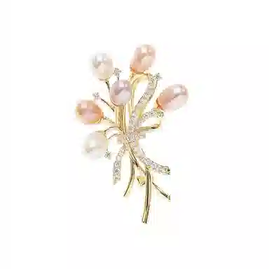 山一丸 珠优雅气质丝巾扣日韩时尚简约胸花别针配饰 铜 胸针 女款