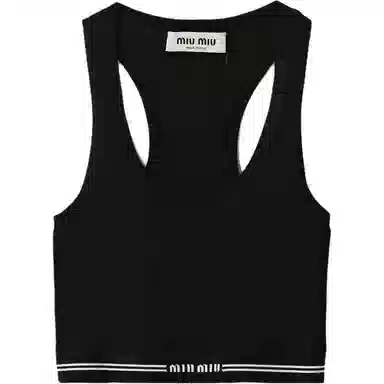 Miu Miu Logo Sleeveless Top Black