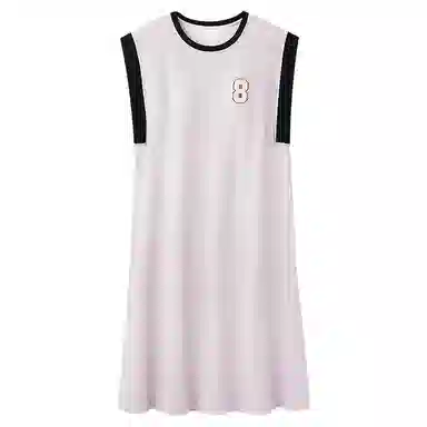 莫代尔 百搭柔软亲肤圆领舒适带胸垫防凸点可居家可外穿无袖睡裙 女款 浅紫色