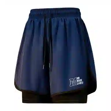 兰缪 日系纯色透气柔软户外宽松亲肤运动五分裤休闲短裤 男女同款