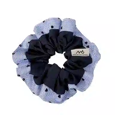 彤彤兔 法式花朵皱褶条纹大肠小众设计百搭绑头发 布艺 发圈 女款