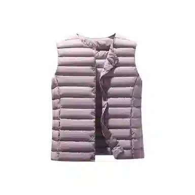 鸭鸭 纯色单排扣圆领无袖内搭外穿百搭日系极简风羽绒马甲 女款