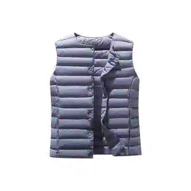 鸭鸭 纯色单排扣圆领无袖内搭外穿百搭日系极简风羽绒马甲 女款