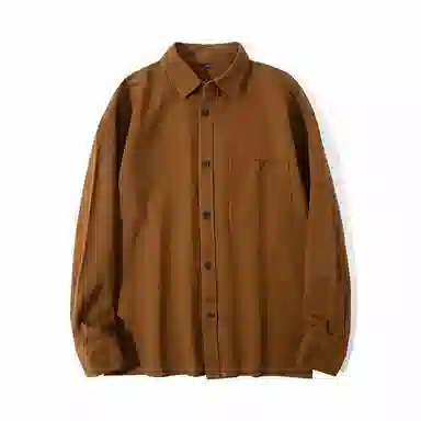 重磅基础 纯色翻领纽扣长袖衬衫 女款