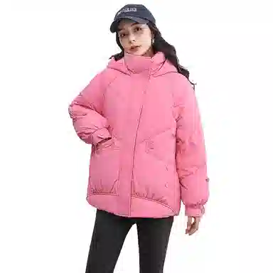 鸭鸭 纯色连帽短款加厚保暖休闲通勤韩系时尚百搭羽绒服 女款