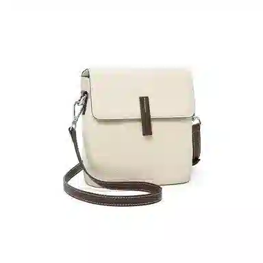 老人头 时尚简约气质通勤高级质感 牛皮革 单肩包 女款 大象灰/米白色/黑色