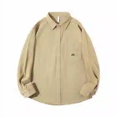 重磅基础 字母纯色翻领纽扣宽松落肩长袖衬衫 女款