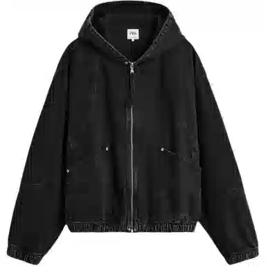 ZARA Denim Hoodie Black