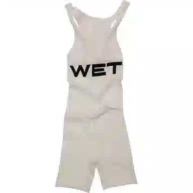 YEEZY Letter Print Sleeveless Bodysuit Ivory