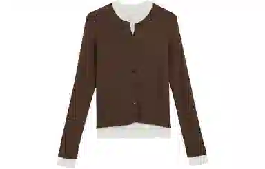 柏黛妃 撞色圆领长袖休闲直筒针织衫 女款